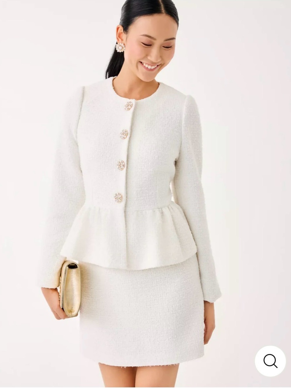 New NWT LILLY PULITZER Araya Boucle Peplum Jacket Chic Chick Coconut Boucle